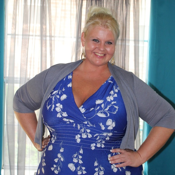 🟡Blue Floral Print Maxi Dress-Plus - Picture 8 of 10